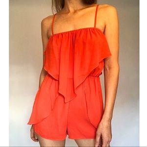 BCBGeneration Red Chiffon Romper